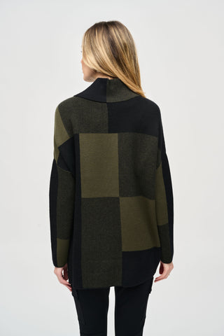 Joseph Ribkoff Color-Block Jacquard Knit Pullover, Iguana/Black - Statement Boutique
