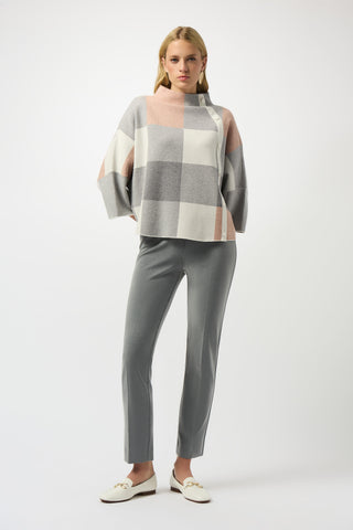 Joseph Ribkoff Plaid Jacquard Sweater Knit Top, Rose/Multi - Statement Boutique