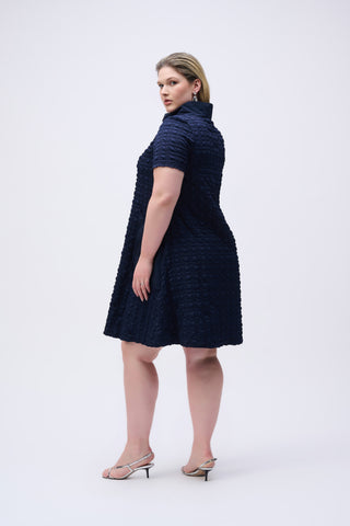 Joseph Ribkoff Bubble Jacquard A-Line Dress, Midnight Blue - Statement Boutique