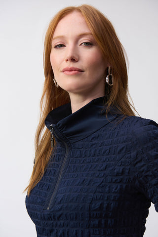 Joseph Ribkoff Bubble Jacquard A-Line Dress, Midnight Blue - Statement Boutique