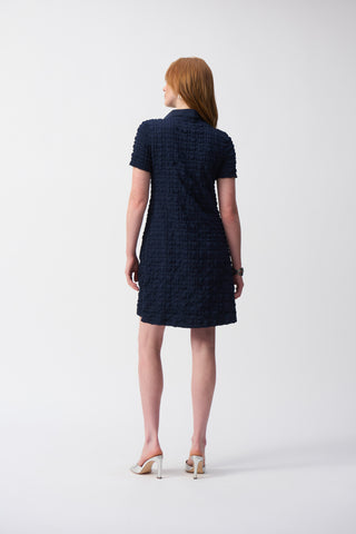 Joseph Ribkoff Bubble Jacquard A-Line Dress, Midnight Blue - Statement Boutique