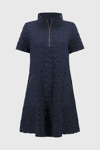 Joseph Ribkoff Bubble Jacquard A-Line Dress, Midnight Blue - Statement Boutique
