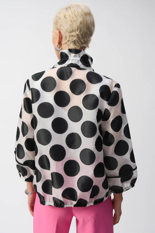 Joseph Ribkoff Jacquard Dot Boxy Jacket, White/Black - Statement Boutique