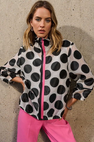Joseph Ribkoff Jacquard Dot Boxy Jacket, White/Black - Statement Boutique