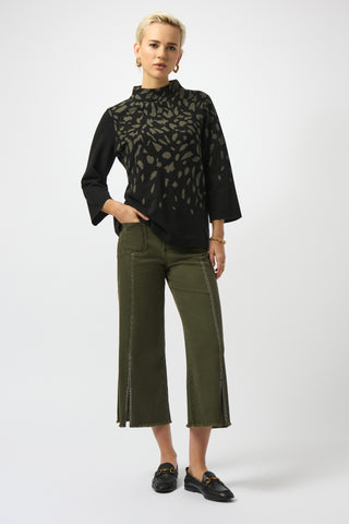 Joseph Ribkoff Claudia | Culotte Jeans With Embellished Front Seam, Avocado - Statement Boutique