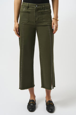 Joseph Ribkoff Claudia | Culotte Jeans With Embellished Front Seam, Avocado - Statement Boutique
