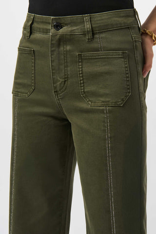 Joseph Ribkoff Claudia | Culotte Jeans With Embellished Front Seam, Avocado - Statement Boutique
