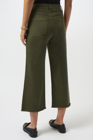 Joseph Ribkoff Claudia | Culotte Jeans With Embellished Front Seam, Avocado - Statement Boutique