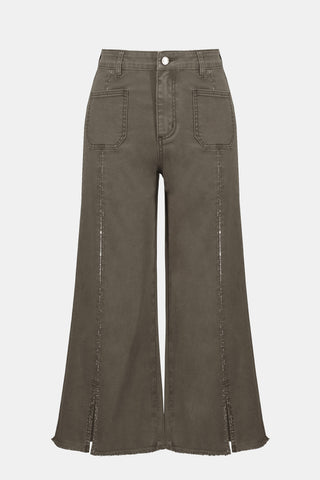 Joseph Ribkoff Claudia | Culotte Jeans With Embellished Front Seam, Java - Statement Boutique