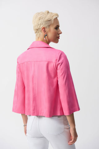 Joseph Ribkoff Foiled Faux Suede Swing Jacket, Bubble Gum - Statement Boutique