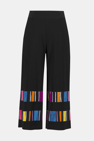 Joseph Ribkoff Silky Knit Stripe Print Culotte Pants, Black/Multi - Statement Boutique