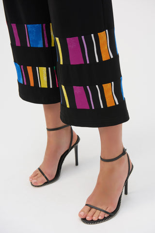 Joseph Ribkoff Silky Knit Stripe Print Culotte Pants, Black/Multi - Statement Boutique