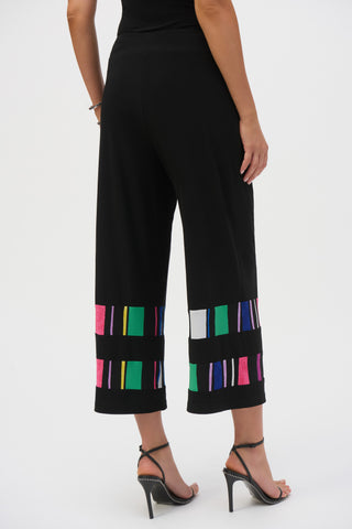 Joseph Ribkoff Silky Knit Stripe Print Culotte Pants, Black/Multi - Statement Boutique