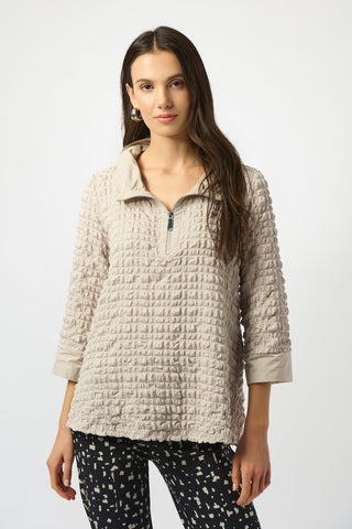 Joseph Ribkoff Bubble Jacquard A-Line Top, Moonstone - Statement Boutique