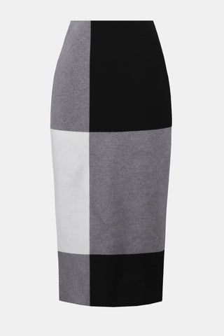 Joseph Ribkoff Jacquard Sweater Colour Block Skirt, Black/Grey/Vanilla - Statement Boutique