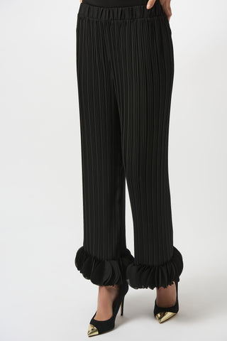 Joseph Ribkoff Georgette Wide Leg Pleated Pants, Black - Statement Boutique