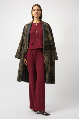 Joseph Ribkoff Wool Blend Plaid Double-Faced Coat, Camel/Multi - Statement Boutique