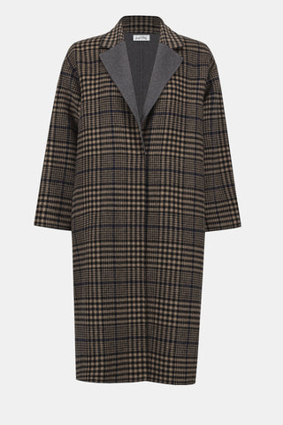 Joseph Ribkoff Wool Blend Plaid Double-Faced Coat, Camel/Multi - Statement Boutique