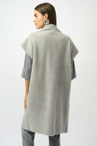 Joseph Ribkoff Feather Yarn Boxy Sweater Vest, Light Grey - Statement Boutique