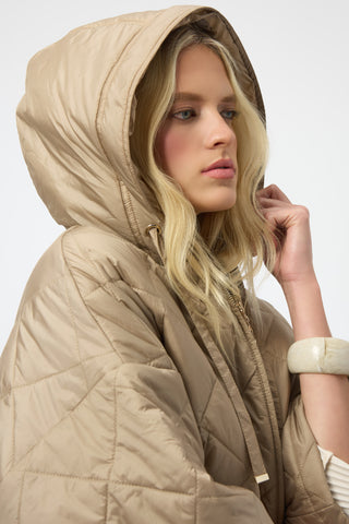 Joseph Ribkoff Woven Diamond Quilt Hooded Jacket, Gold - Statement Boutique