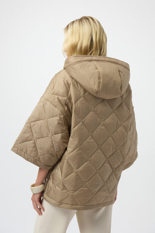 Joseph Ribkoff Woven Diamond Quilt Hooded Jacket, Gold - Statement Boutique
