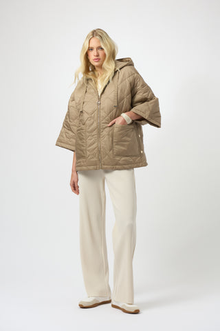 Joseph Ribkoff Woven Diamond Quilt Hooded Jacket, Gold - Statement Boutique