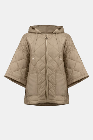Joseph Ribkoff Woven Diamond Quilt Hooded Jacket, Gold - Statement Boutique