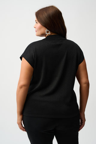Joseph Ribkoff Sweater Knit Sleeveless Pullover with Rhinestone Detail, Black/Black - Statement Boutique