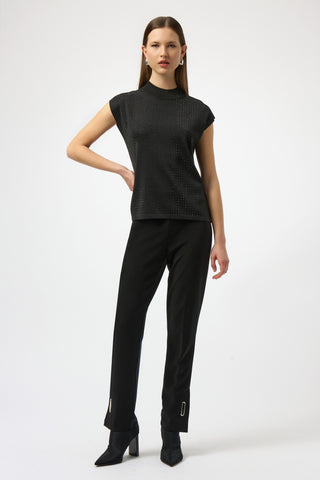 Joseph Ribkoff Sweater Knit Sleeveless Pullover with Rhinestone Detail, Black/Black - Statement Boutique