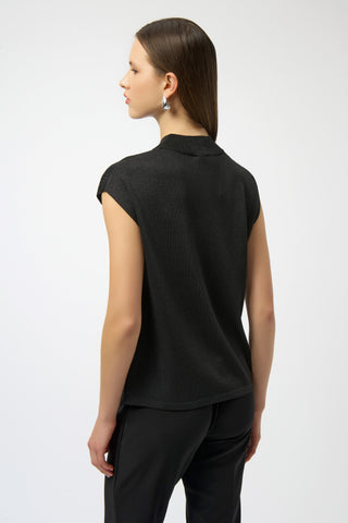Joseph Ribkoff Sweater Knit Sleeveless Pullover with Rhinestone Detail, Black/Black - Statement Boutique
