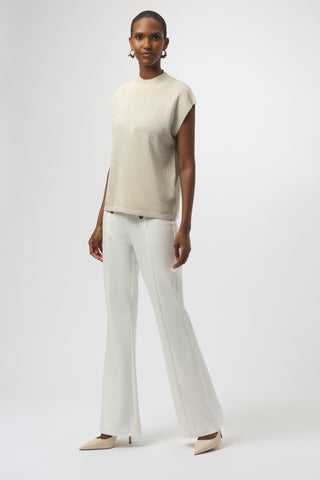 Joseph Ribkoff Sweater Knit Sleeveless Pullover with Rhinestone Detail, Birch/Silver - Statement Boutique