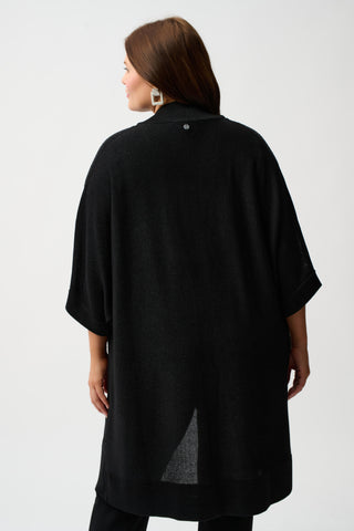 Joseph Ribkoff Sweater Knit Cover-Up with Rhinestone Detail, Black/Black - Statement Boutique