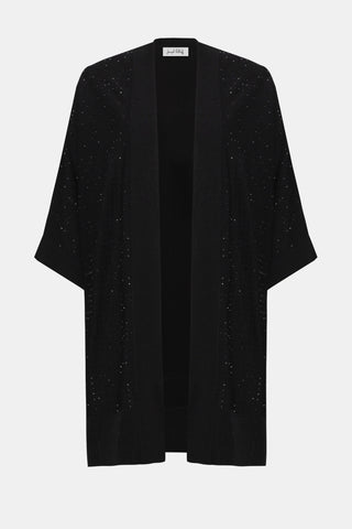 Joseph Ribkoff Sweater Knit Cover-Up with Rhinestone Detail, Black/Black - Statement Boutique