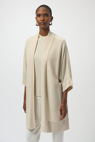 Joseph Ribkoff Sweater Knit Cover-Up with Rhinestone Detail, Birch/Silver - Statement Boutique