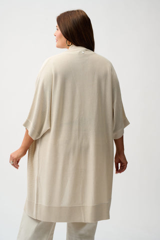 Joseph Ribkoff Sweater Knit Cover-Up with Rhinestone Detail, Birch/Silver - Statement Boutique