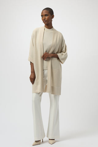 Joseph Ribkoff Sweater Knit Cover-Up with Rhinestone Detail, Birch/Silver - Statement Boutique