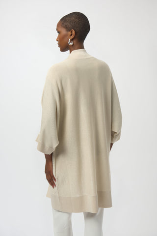 Joseph Ribkoff Sweater Knit Cover-Up with Rhinestone Detail, Birch/Silver - Statement Boutique