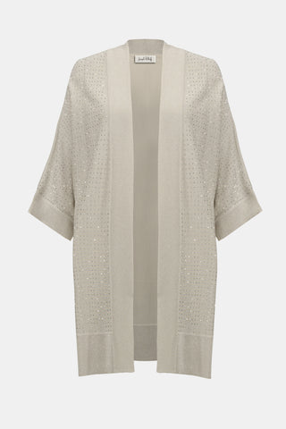 Joseph Ribkoff Sweater Knit Cover-Up with Rhinestone Detail, Birch/Silver - Statement Boutique