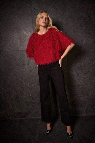 Joseph Ribkoff Classic Wide Leg Jeans with Rhinestones, Black - Statement Boutique
