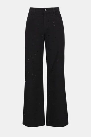 Joseph Ribkoff Classic Wide Leg Jeans with Rhinestones, Black - Statement Boutique