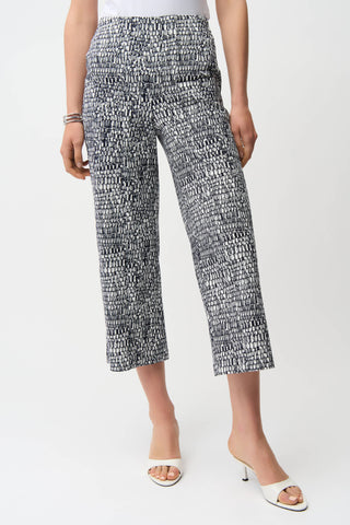 Millennium Abstract Print Pull-On Culotte, Vanilla/Midnight Blue