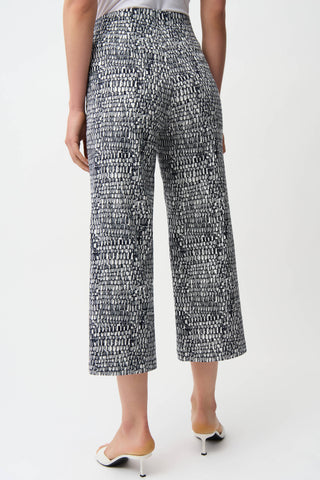 Millennium Abstract Print Pull-On Culotte, Vanilla/Midnight Blue