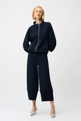 Seersucker & Memory Bomber Jacket, Midnight Blue