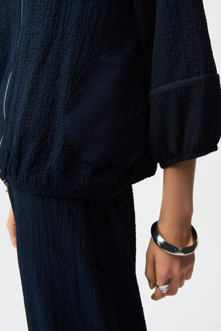 Seersucker & Memory Bomber Jacket, Midnight Blue