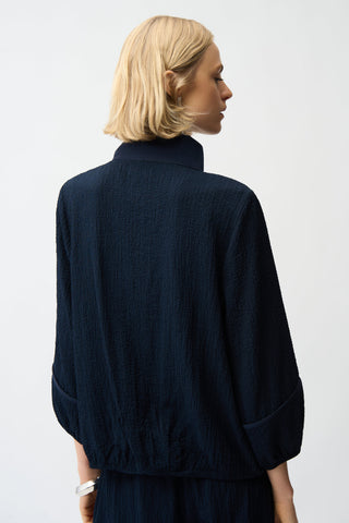 Seersucker & Memory Bomber Jacket, Midnight Blue