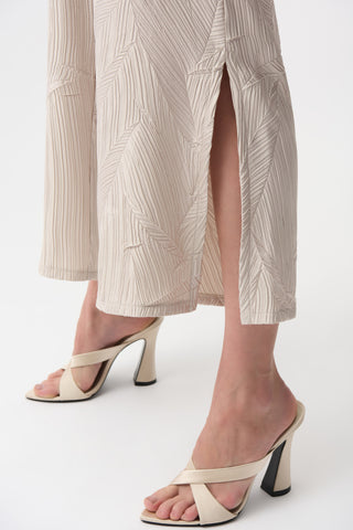 Pleated Satin Pull-On Culotte Pants, Moonstone
