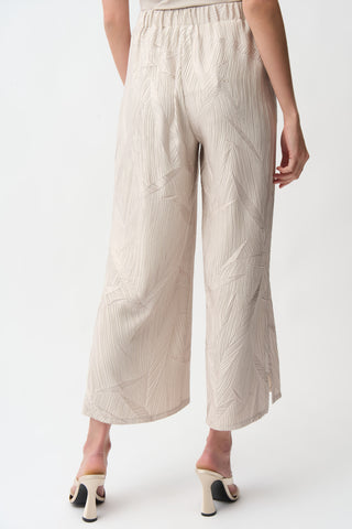 Pleated Satin Pull-On Culotte Pants, Moonstone