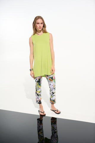 Joseph Ribkoff Millennium Tropical Print Pull-On Pants With Mesh Detail, Vanilla/Multi - Statement Boutique