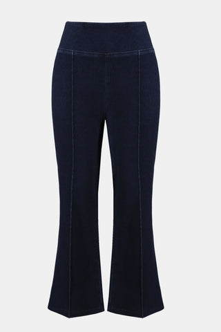 Knit Denim Cropped Flare Pant, Dark Denim Blue
