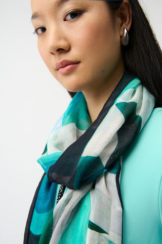 Viscose Geometric Print Scarf, Green/Multi